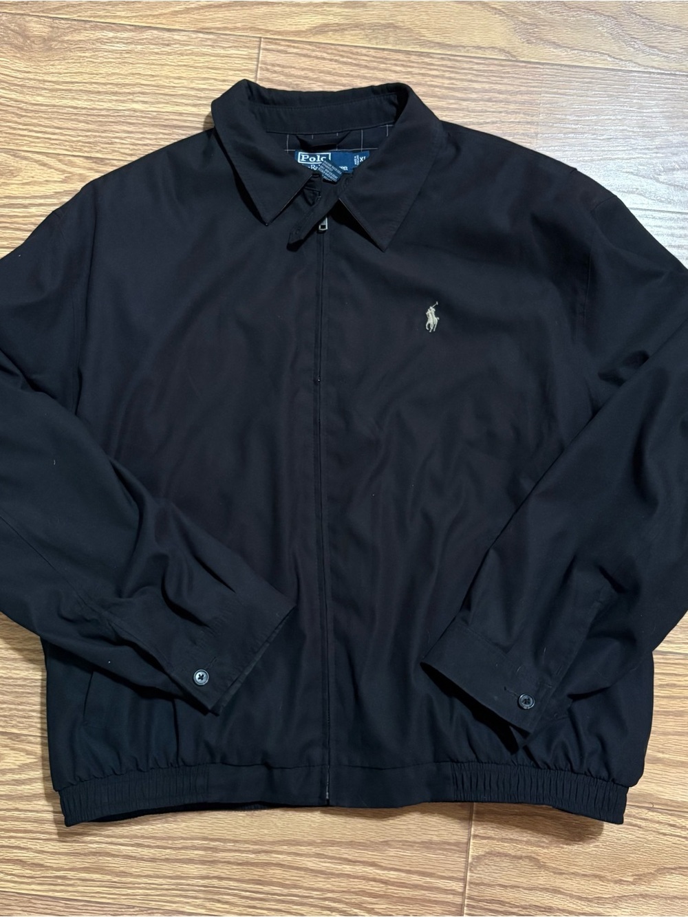 Polo Ralph Lauren Mens Bi-Swing Windbreaker Jacket Black Old Money Size XL Logo